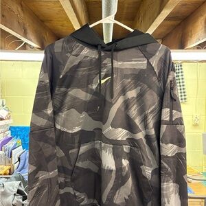 Nike Gray and Black Camouflage Hoodie